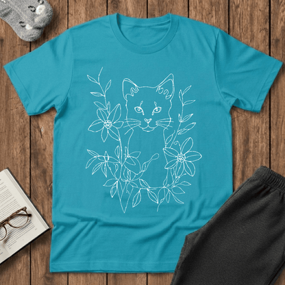 Floral Feline Art T-Shirt