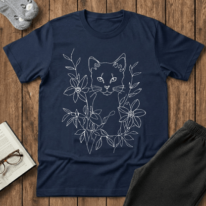 Floral Feline Art T-Shirt