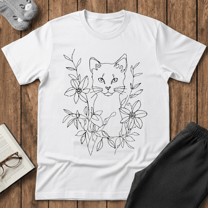 Floral Feline Art T-Shirt