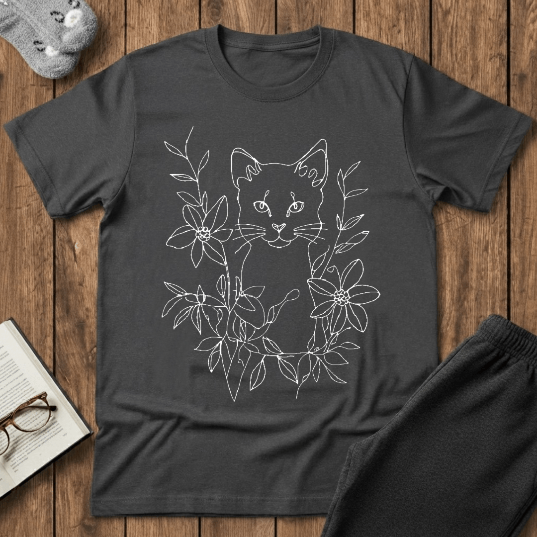 Floral Feline Art T-Shirt