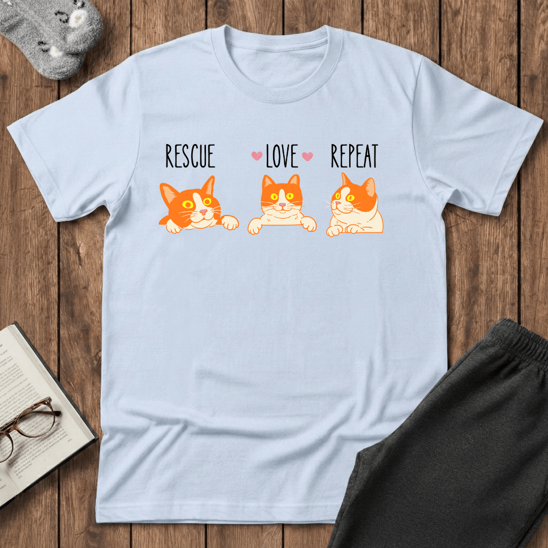 Rescue Love Repeat Cats T-Shirt