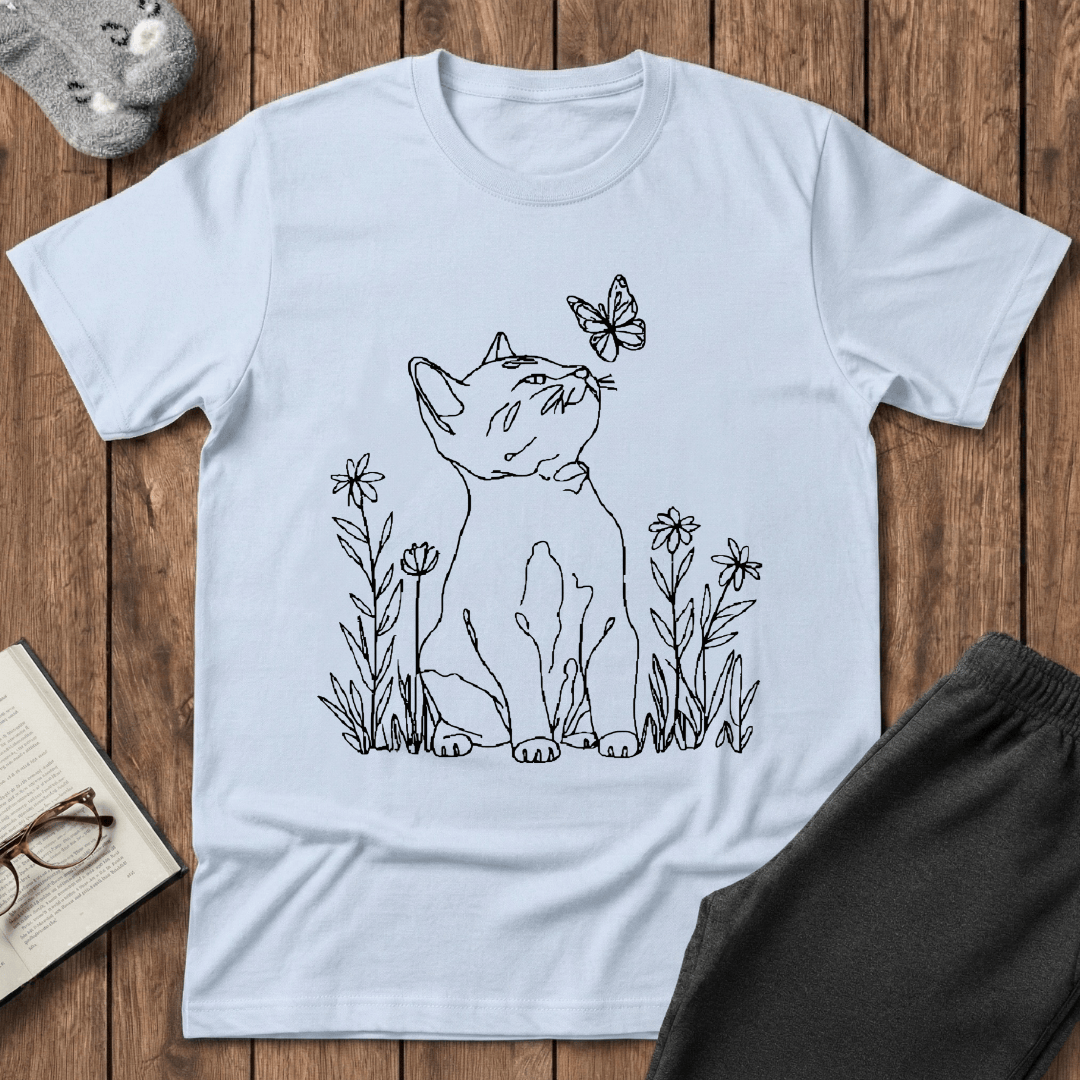 Curious Cat & Butterfly T-Shirt