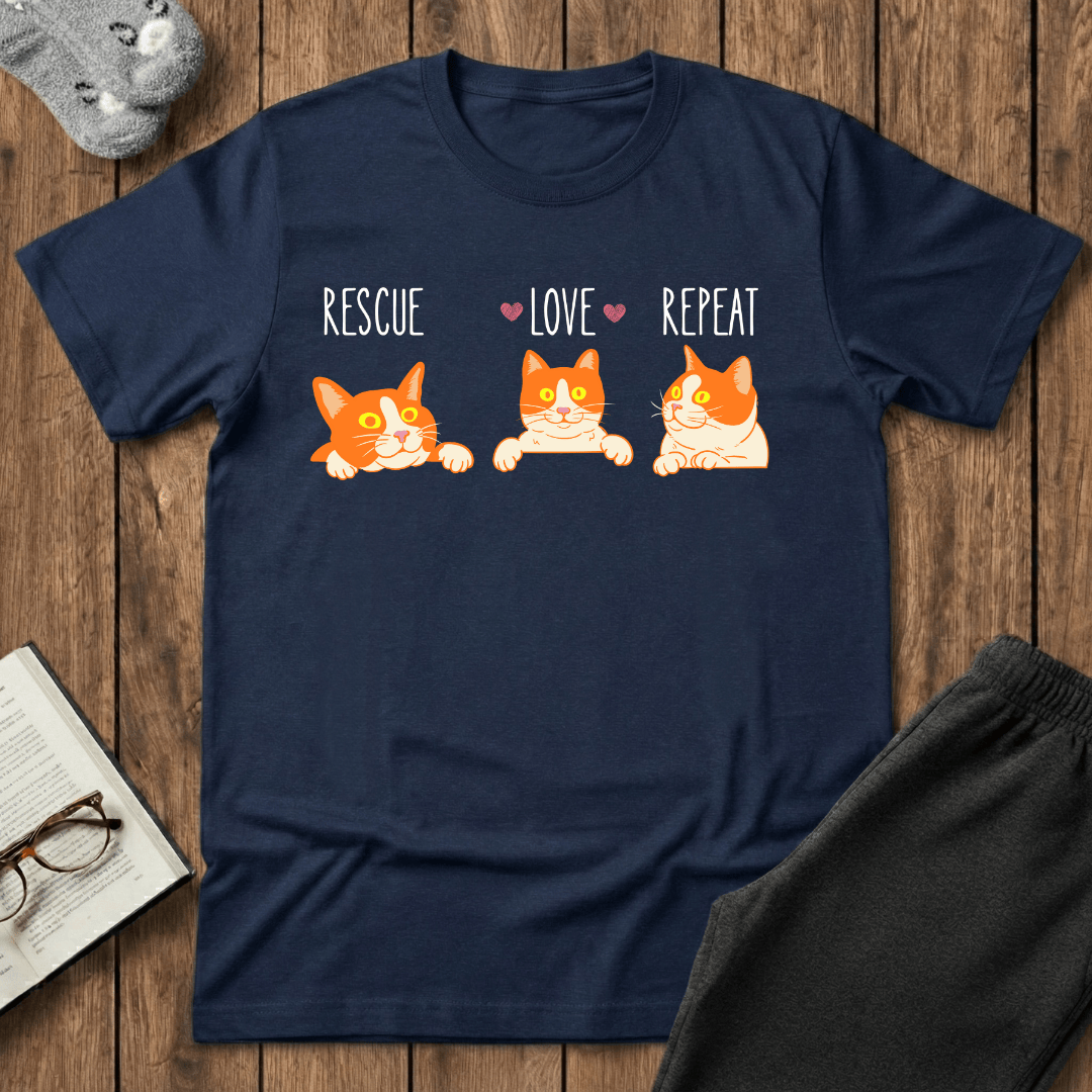Rescue Love Repeat Cats T-Shirt
