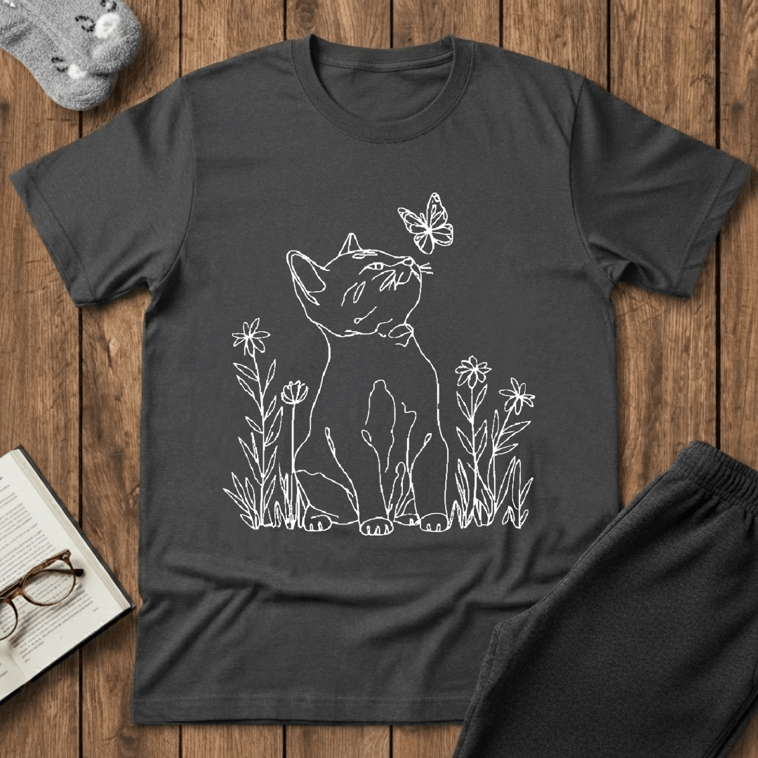 Curious Cat & Butterfly T-Shirt