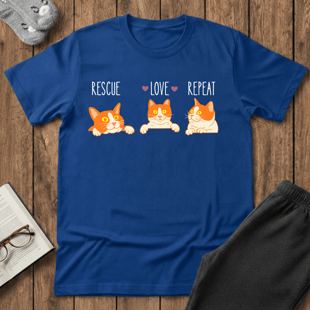 Rescue Love Repeat Cats T-Shirt