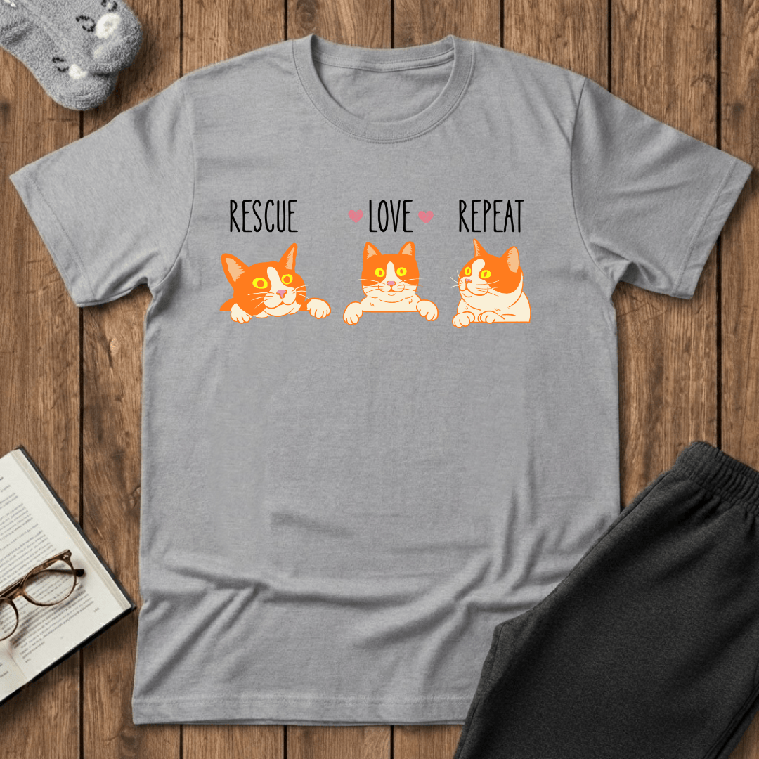 Rescue Love Repeat Cats T-Shirt
