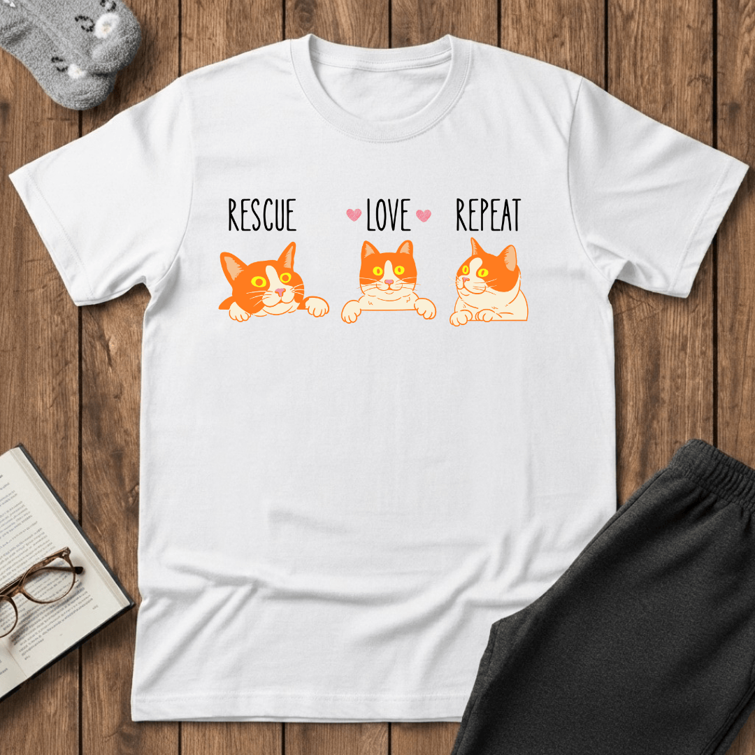 Rescue Love Repeat Cats T-Shirt