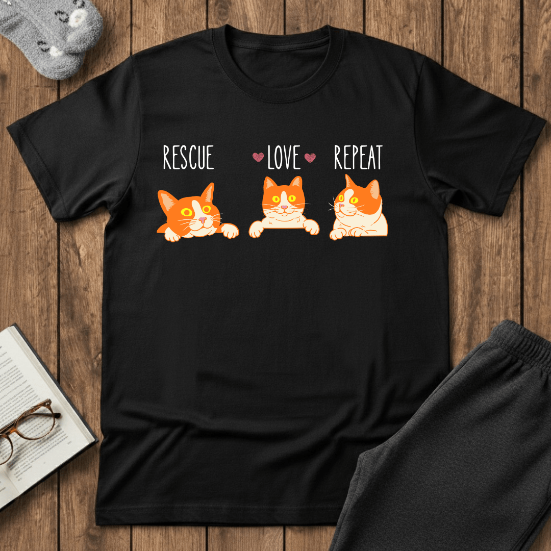 Rescue Love Repeat Cats T-Shirt