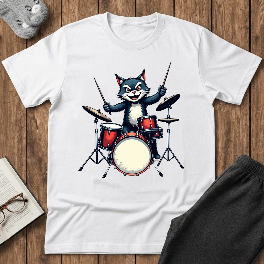 Rock ‘n’ Roll Kitty Drummer T-Shirt