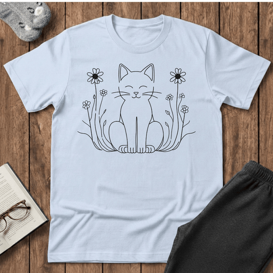 Peaceful Kitty in Wildflowers T-Shirt