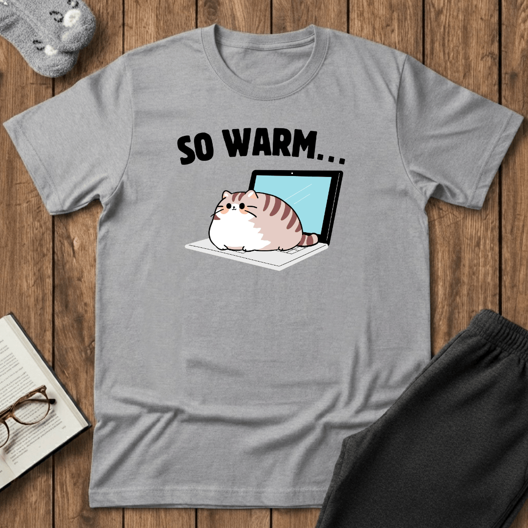 So Warm Laptop Cat T-Shirt