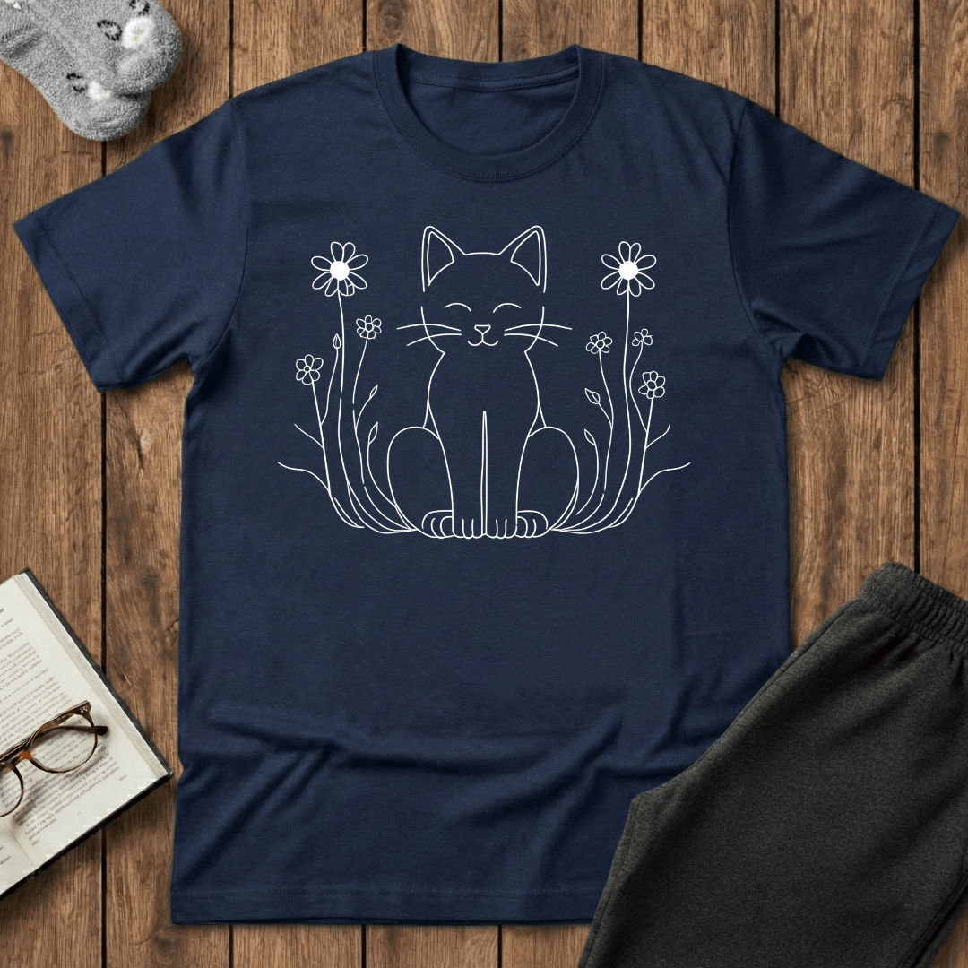 Peaceful Kitty in Wildflowers T-Shirt