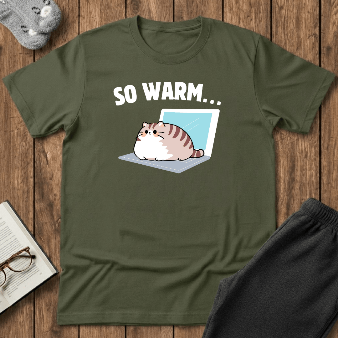 So Warm Laptop Cat T-Shirt