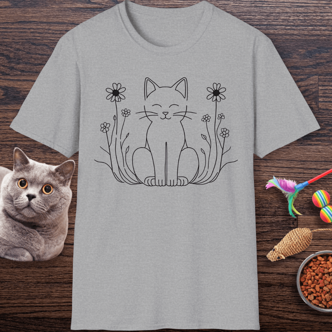 Peaceful Kitty in Wildflowers T-Shirt