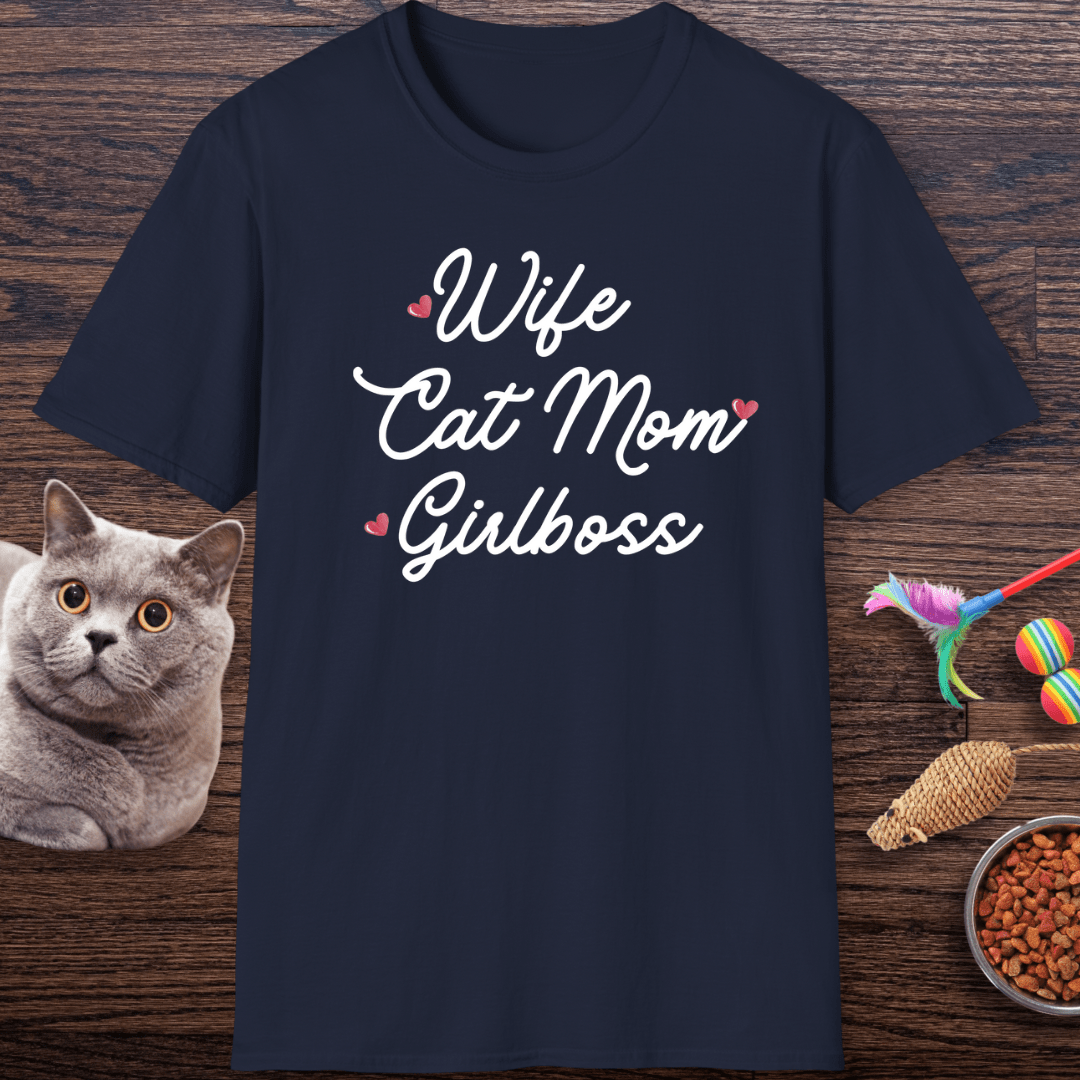 Wife Cat Mom Girlboss T-Shirt