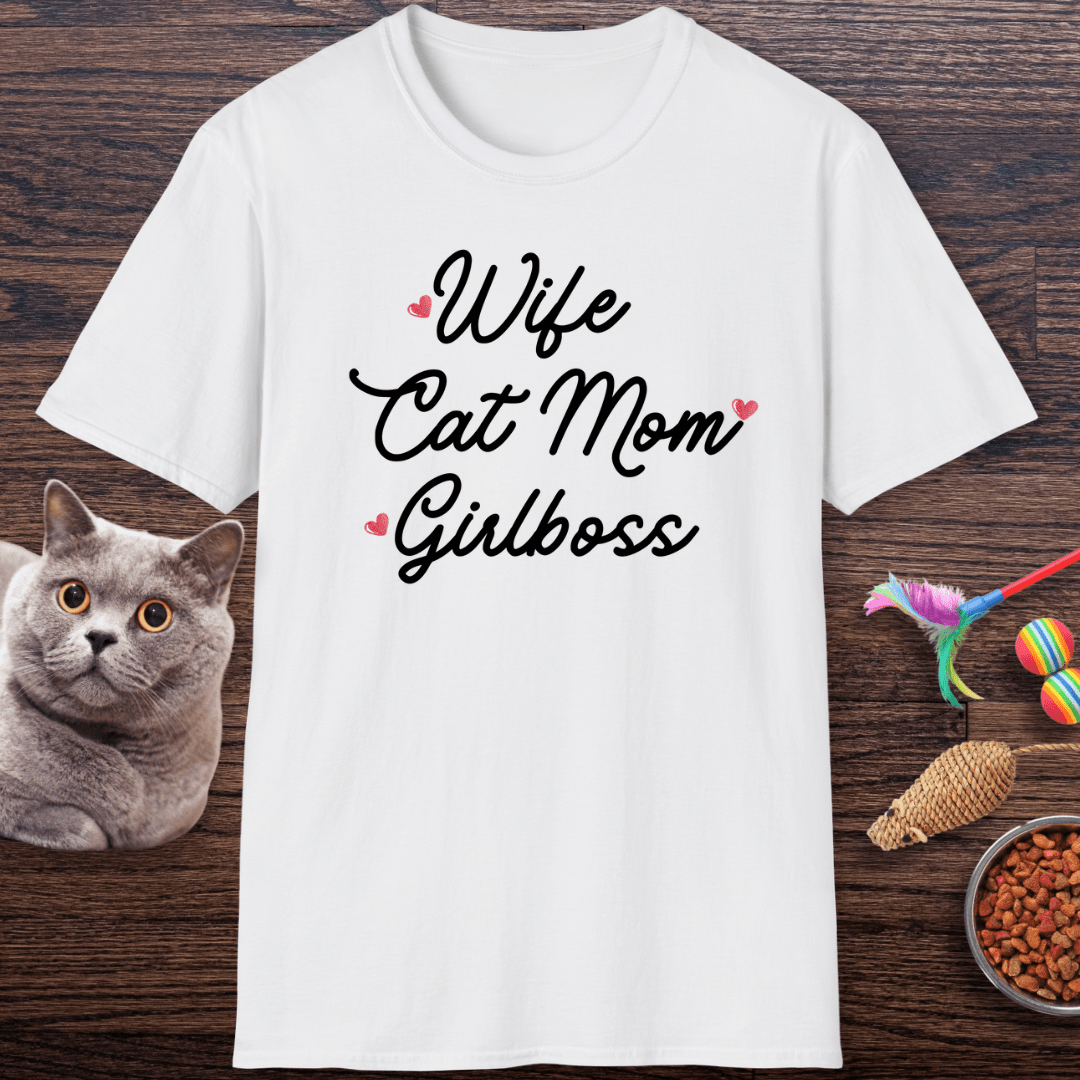 Wife Cat Mom Girlboss T-Shirt