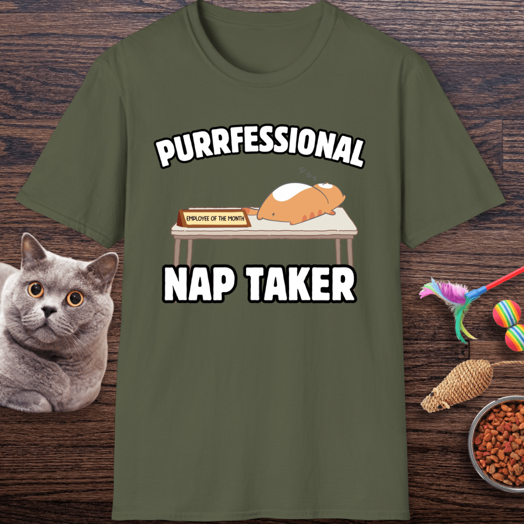 Purrfessional Nap Taker Cat T-Shirt