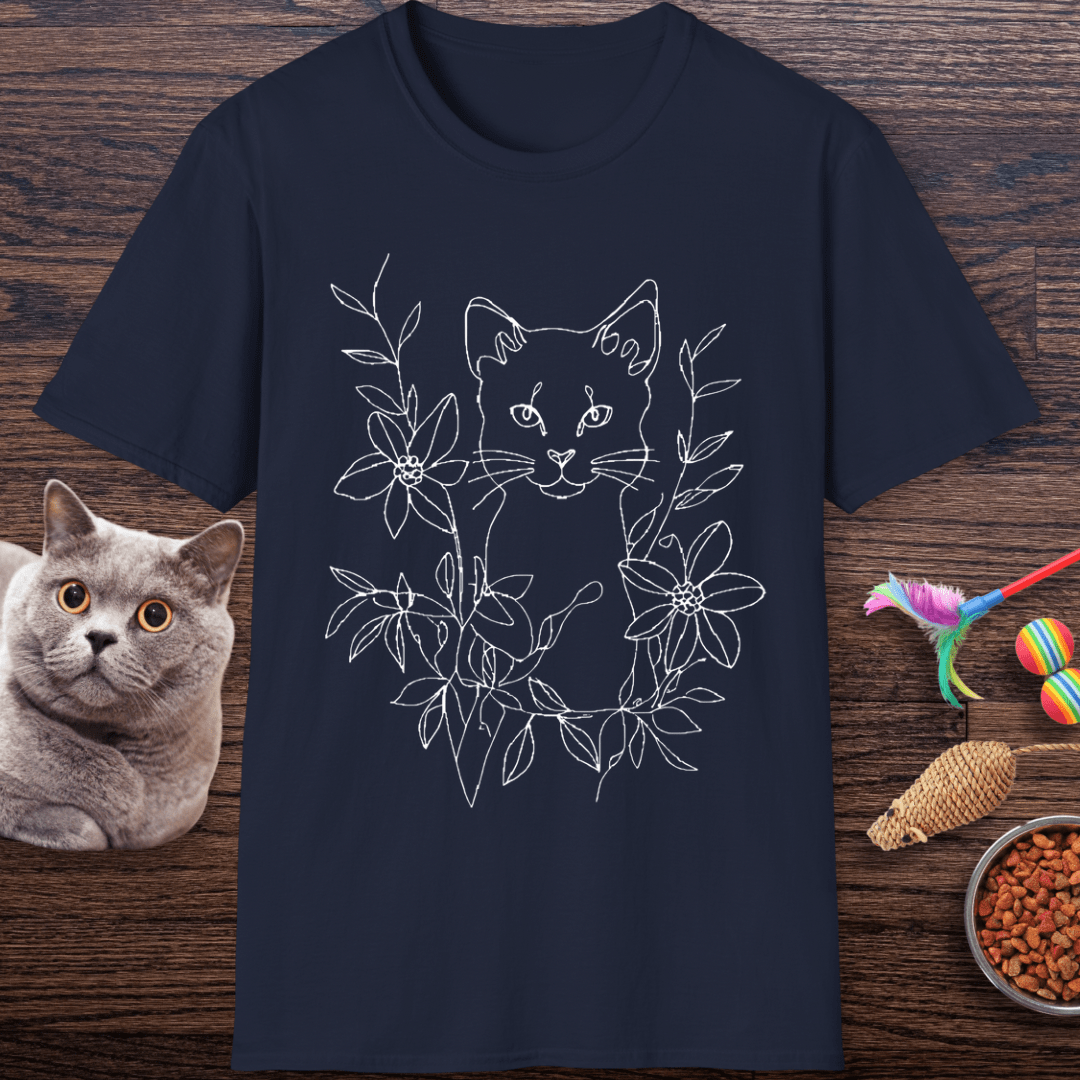 Floral Feline Art T-Shirt