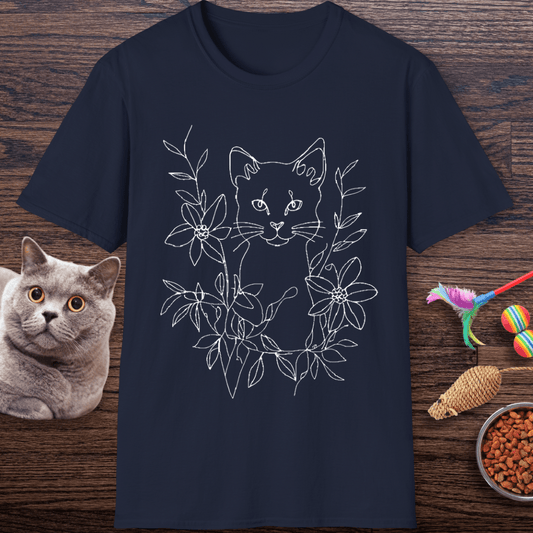 Floral Feline Art T-Shirt