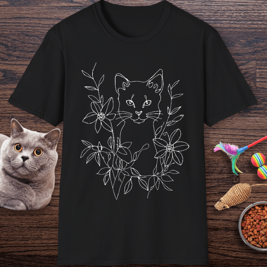 Floral Feline Art T-Shirt