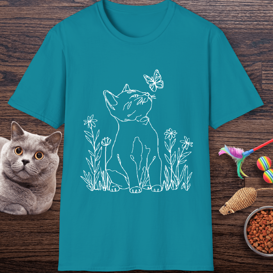 Curious Cat & Butterfly T-Shirt