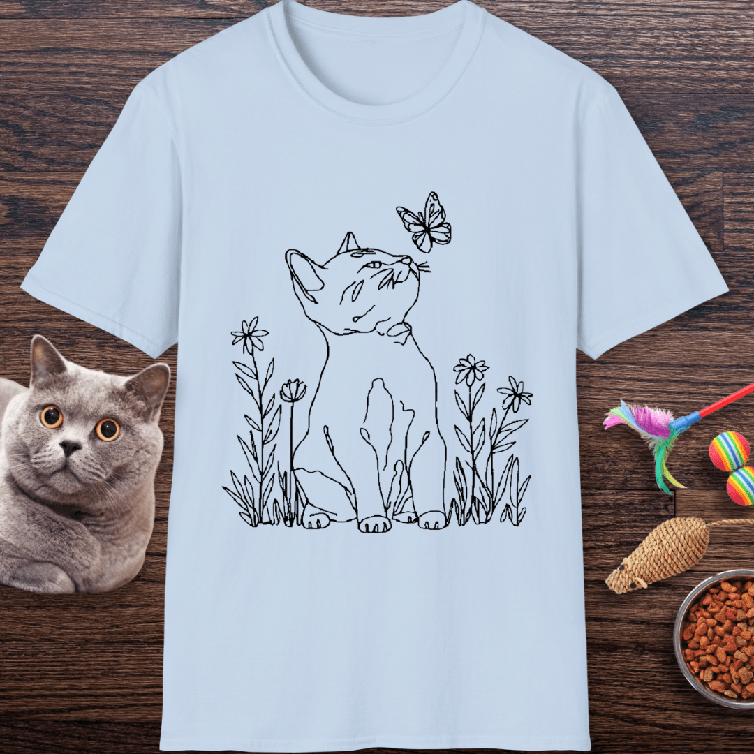 Curious Cat & Butterfly T-Shirt