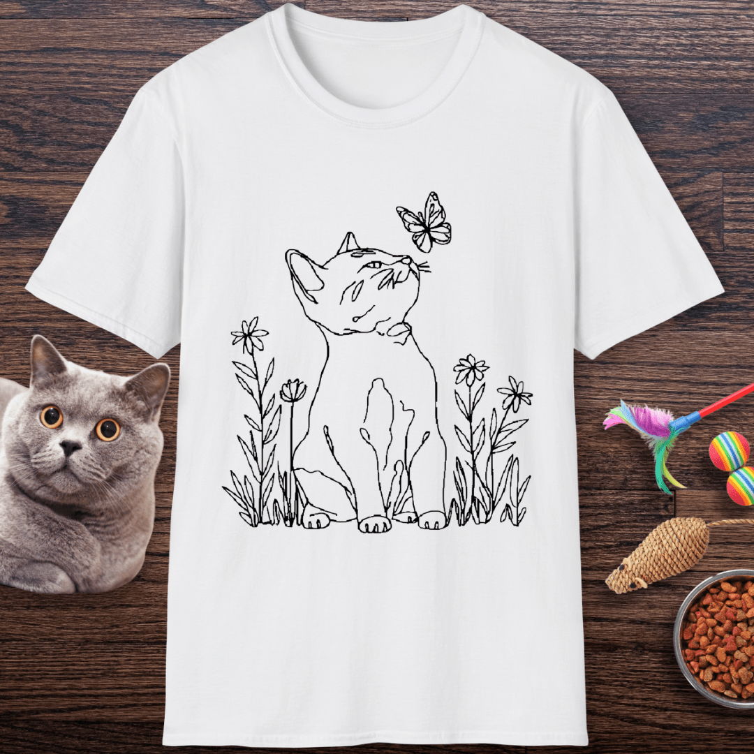 Curious Cat & Butterfly T-Shirt