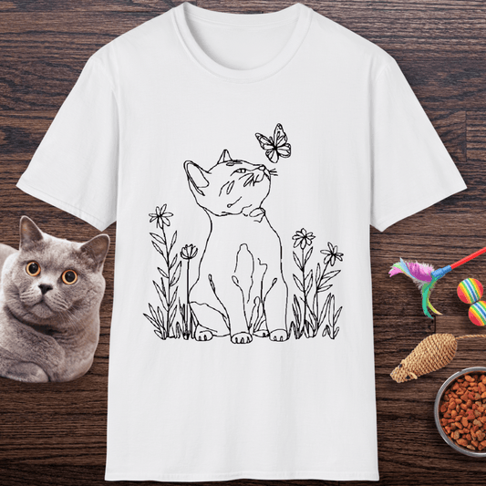 Curious Cat & Butterfly T-Shirt