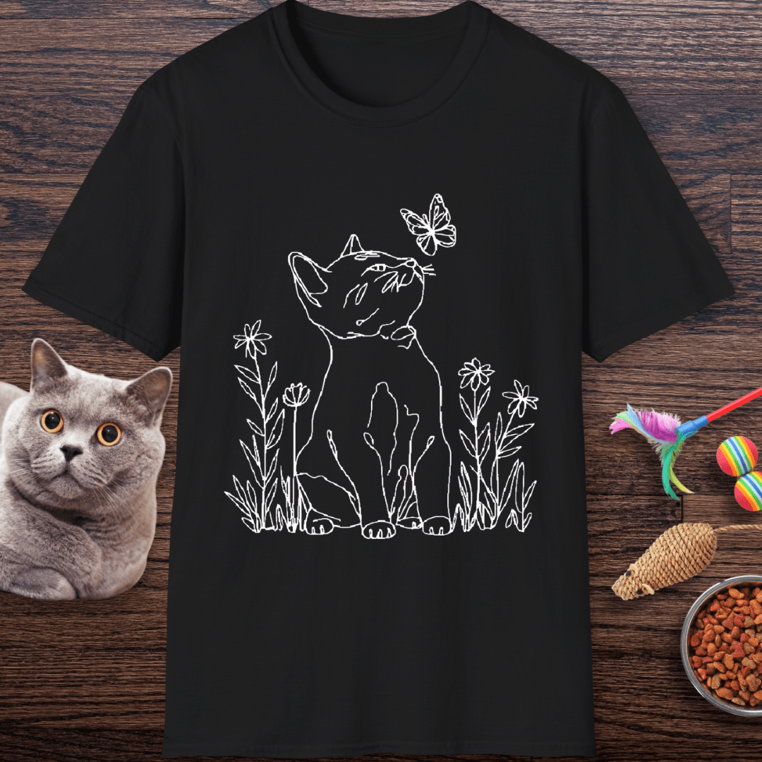 Curious Cat & Butterfly T-Shirt