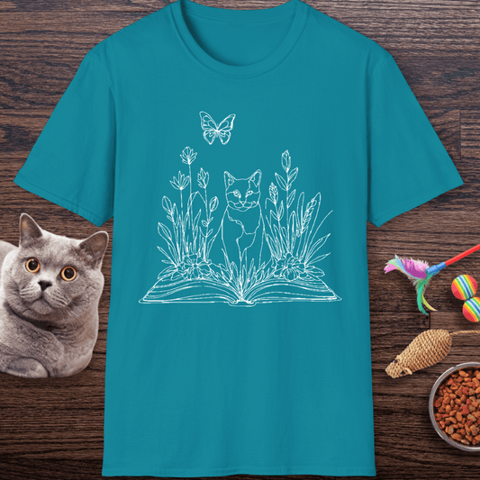 Wildflower Book Cat T-Shirt
