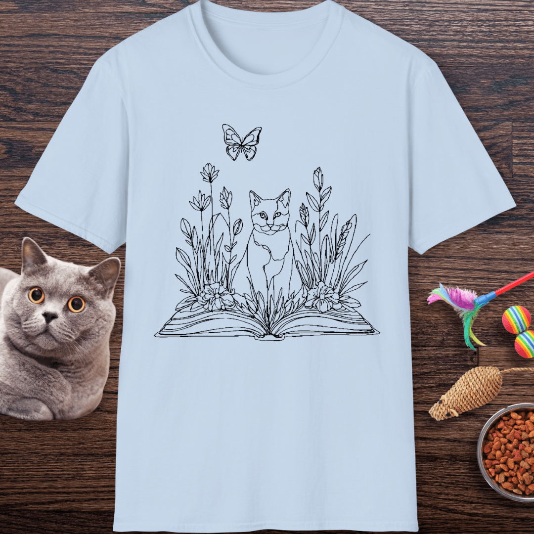 Wildflower Book Cat T-Shirt