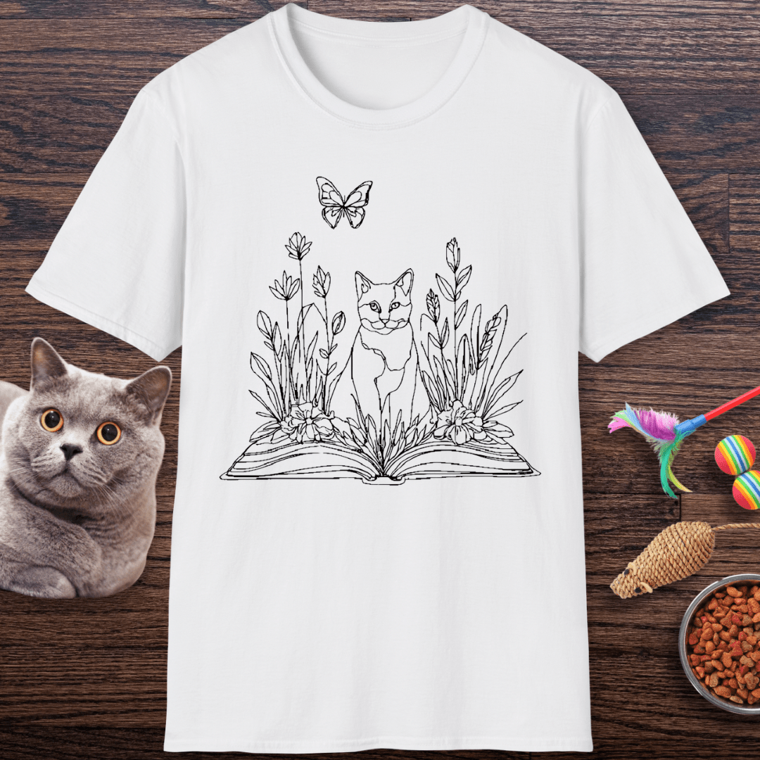 Wildflower Book Cat T-Shirt