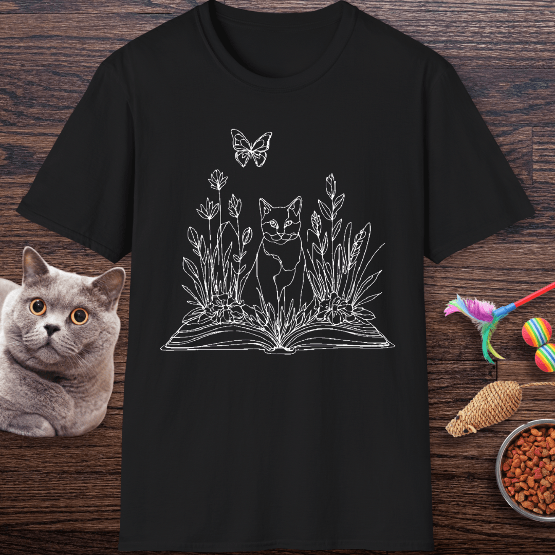 Wildflower Book Cat T-Shirt