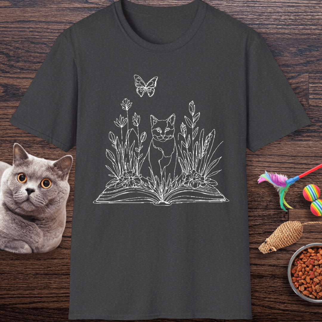Wildflower Book Cat T-Shirt