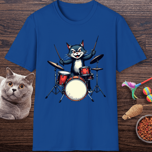 Rock ‘n’ Roll Kitty Drummer T-Shirt