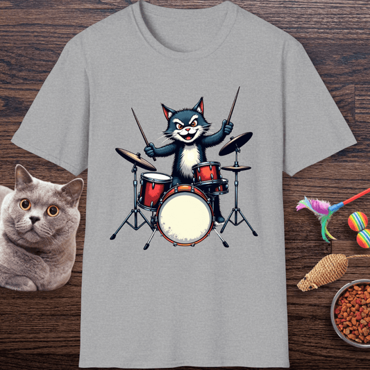Rock ‘n’ Roll Kitty Drummer T-Shirt