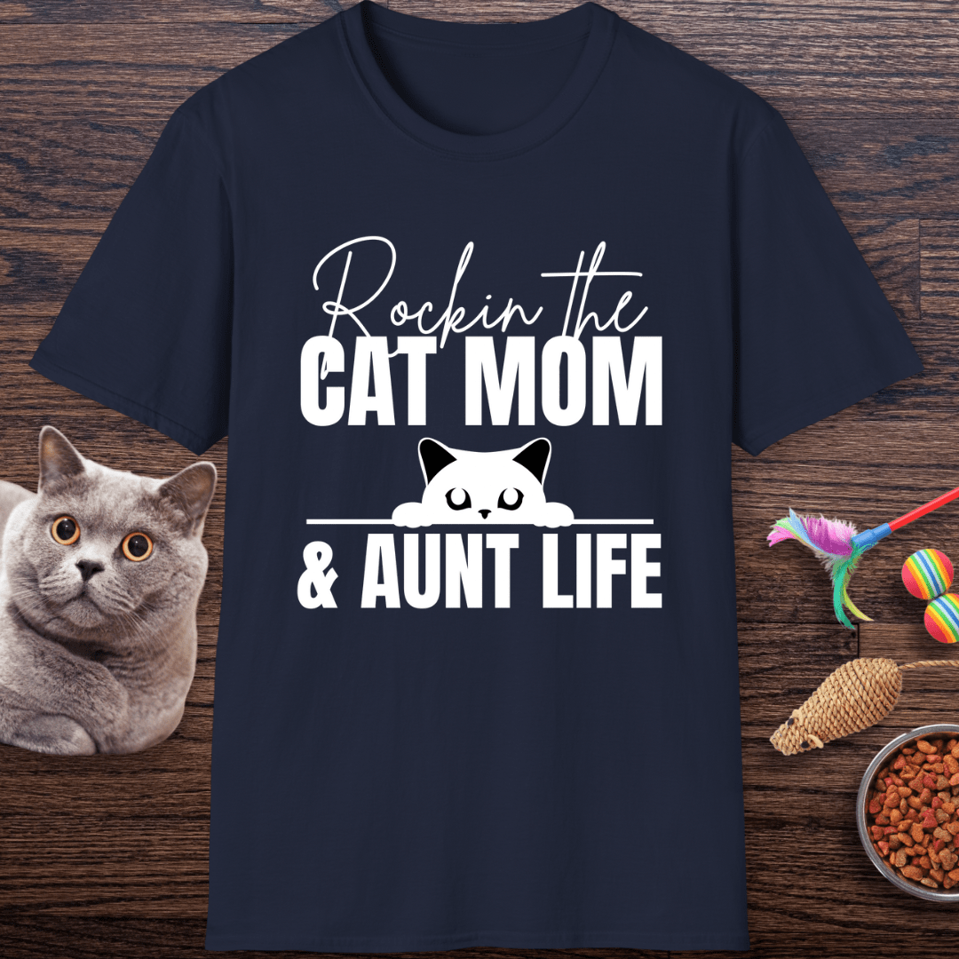 Rockin’ the Cat Mom & Aunt Life T-Shirt