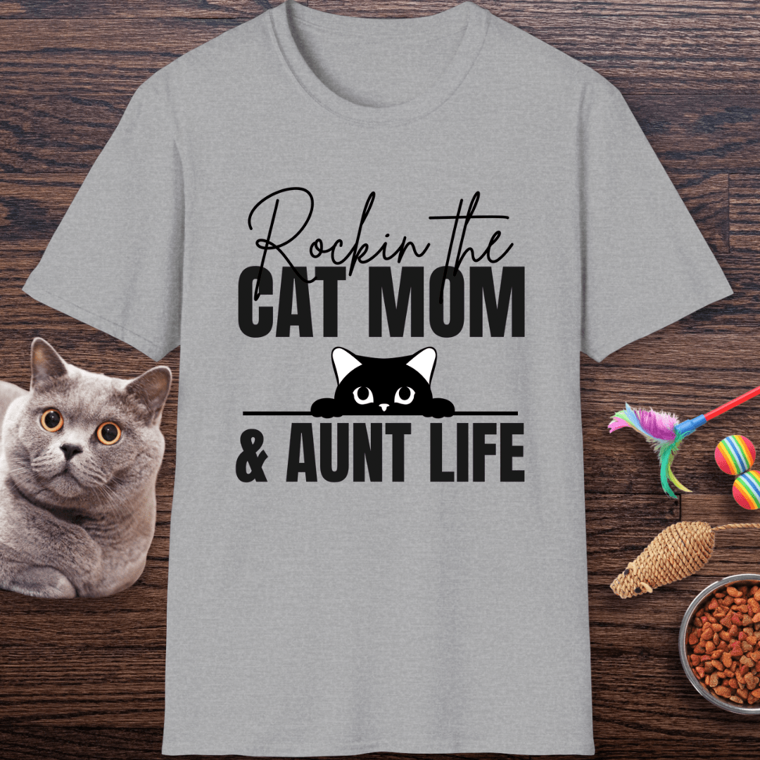 Rockin’ the Cat Mom & Aunt Life T-Shirt