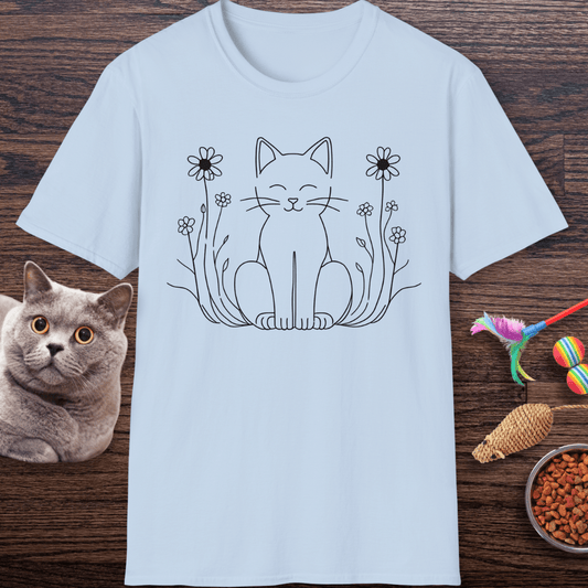 Peaceful Kitty in Wildflowers T-Shirt