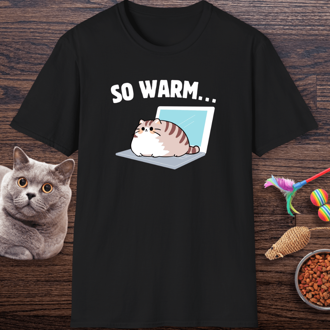 So Warm Laptop Cat T-Shirt