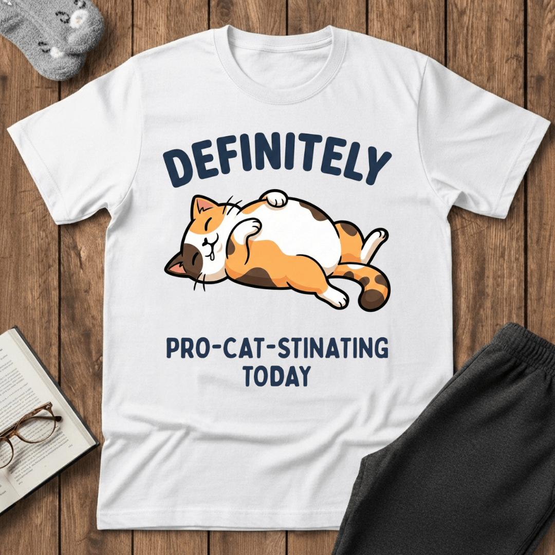 "Definitely Pro-cat-stinating Today" Cat T-Shirt