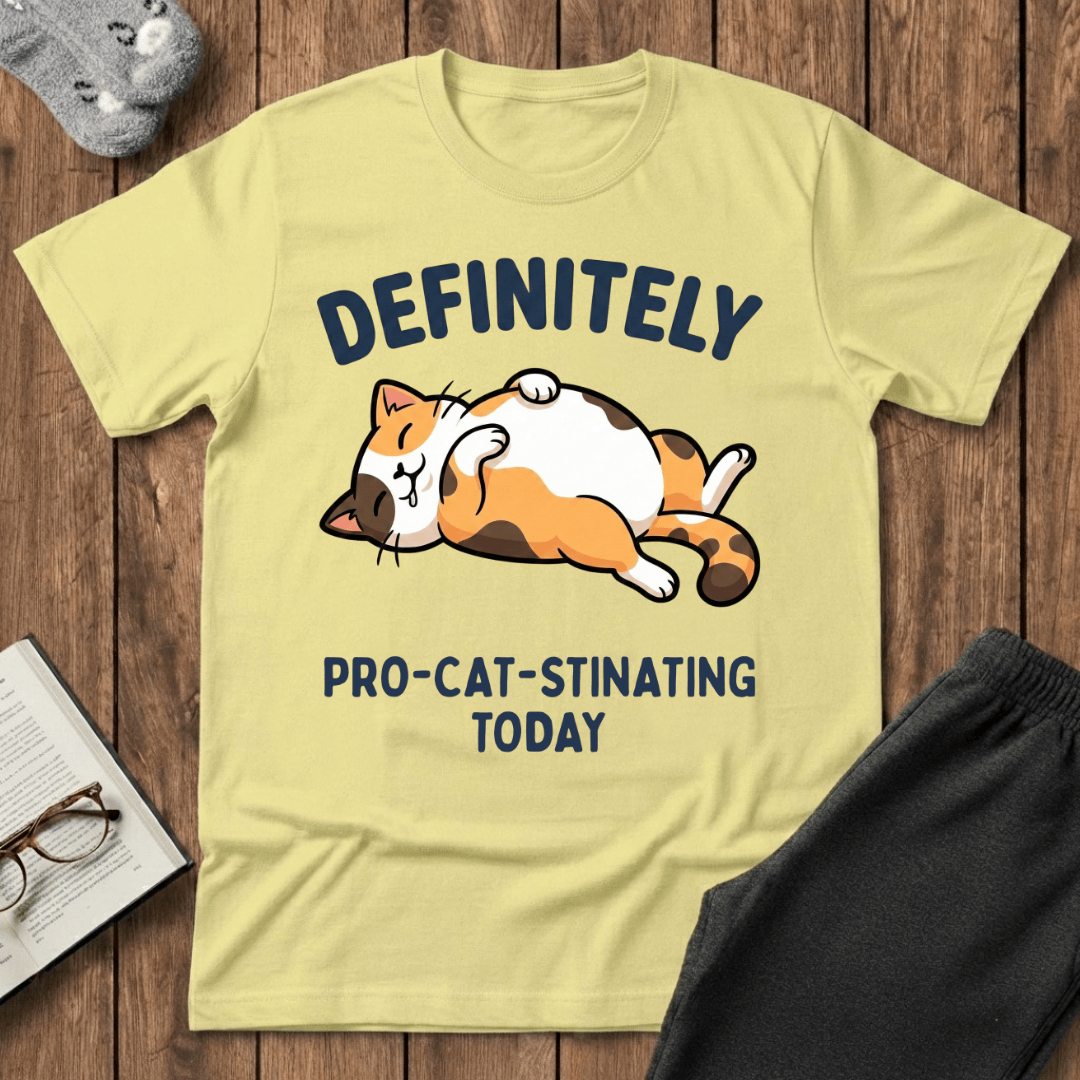 "Definitely Pro-cat-stinating Today" Cat T-Shirt