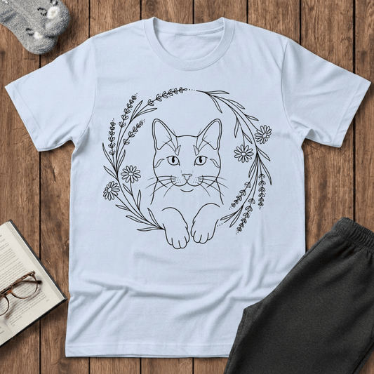 Floral Cat Wreath T-Shirt