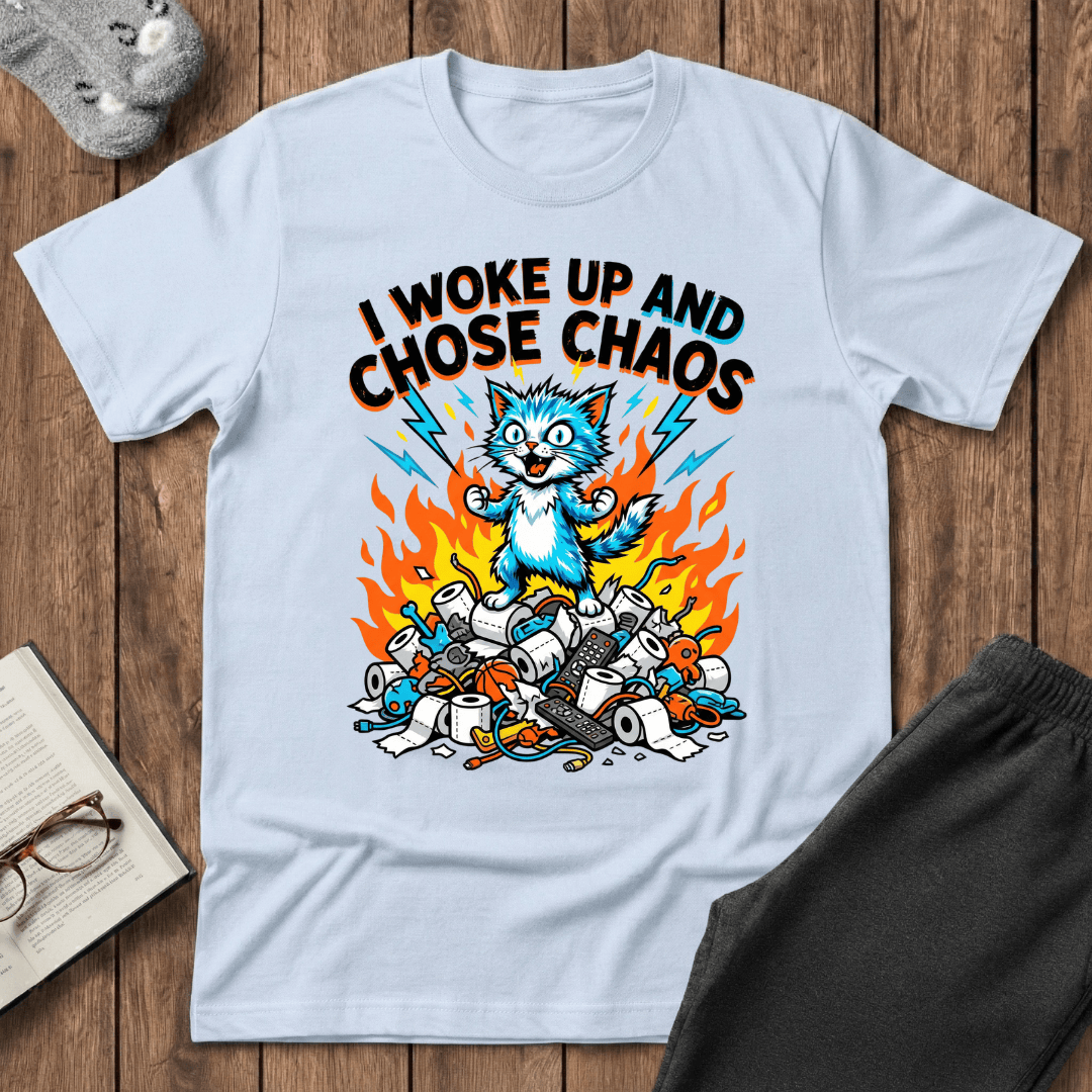 “Woke Up And Chose Chaos” Cat T-shirt