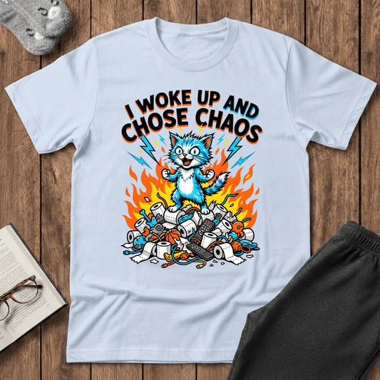 “Woke Up And Chose Chaos” Cat T-shirt