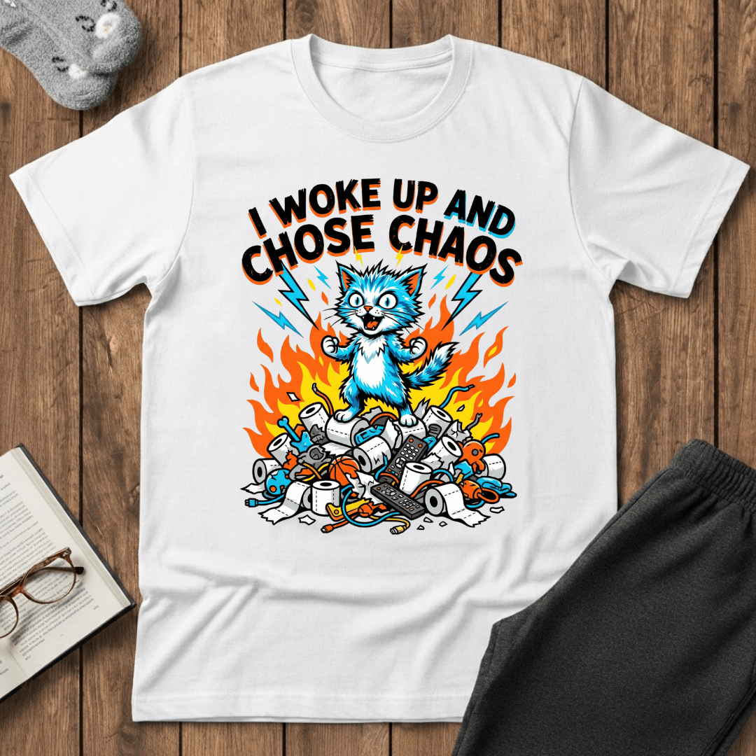 “Woke Up And Chose Chaos” Cat T-shirt