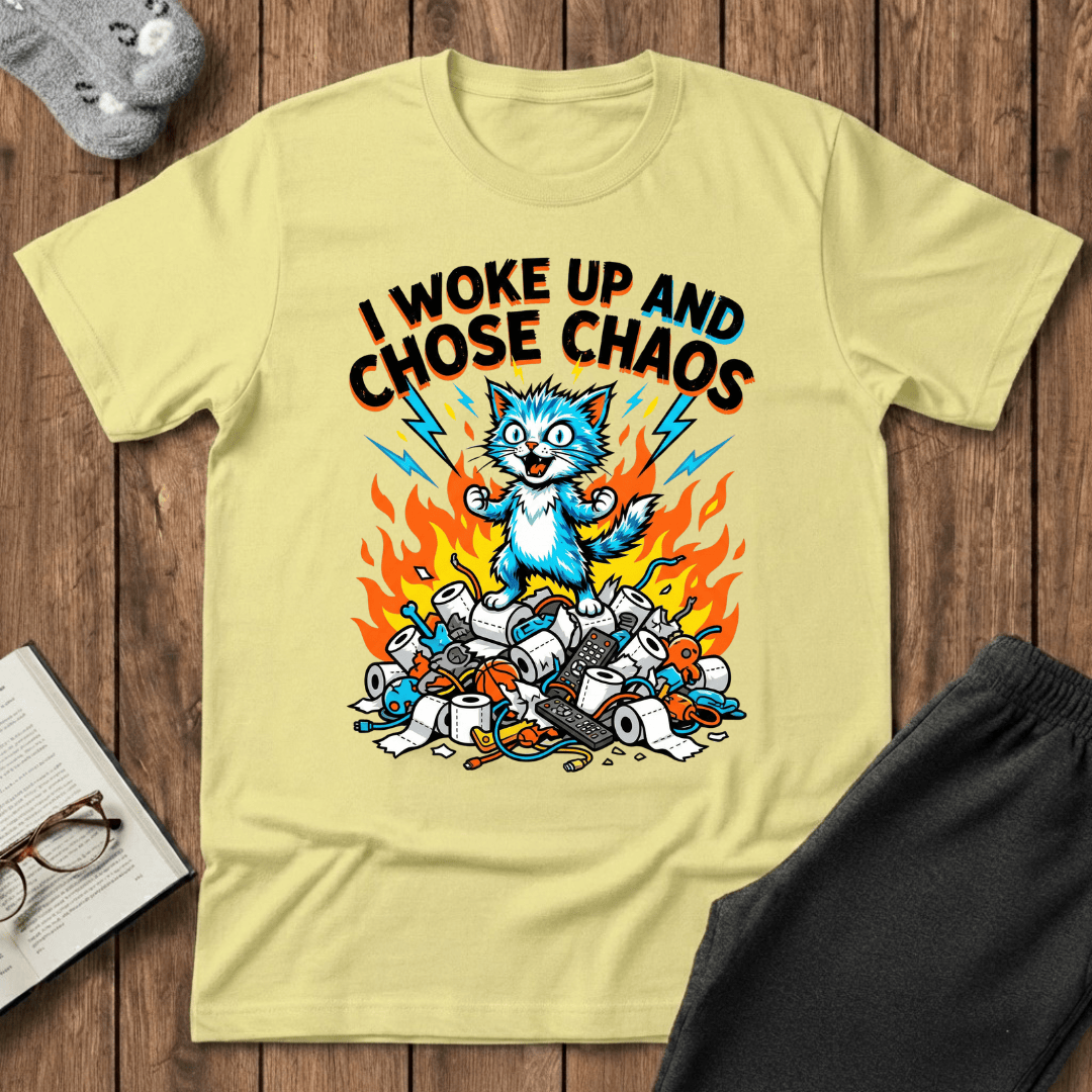 “Woke Up And Chose Chaos” Cat T-shirt