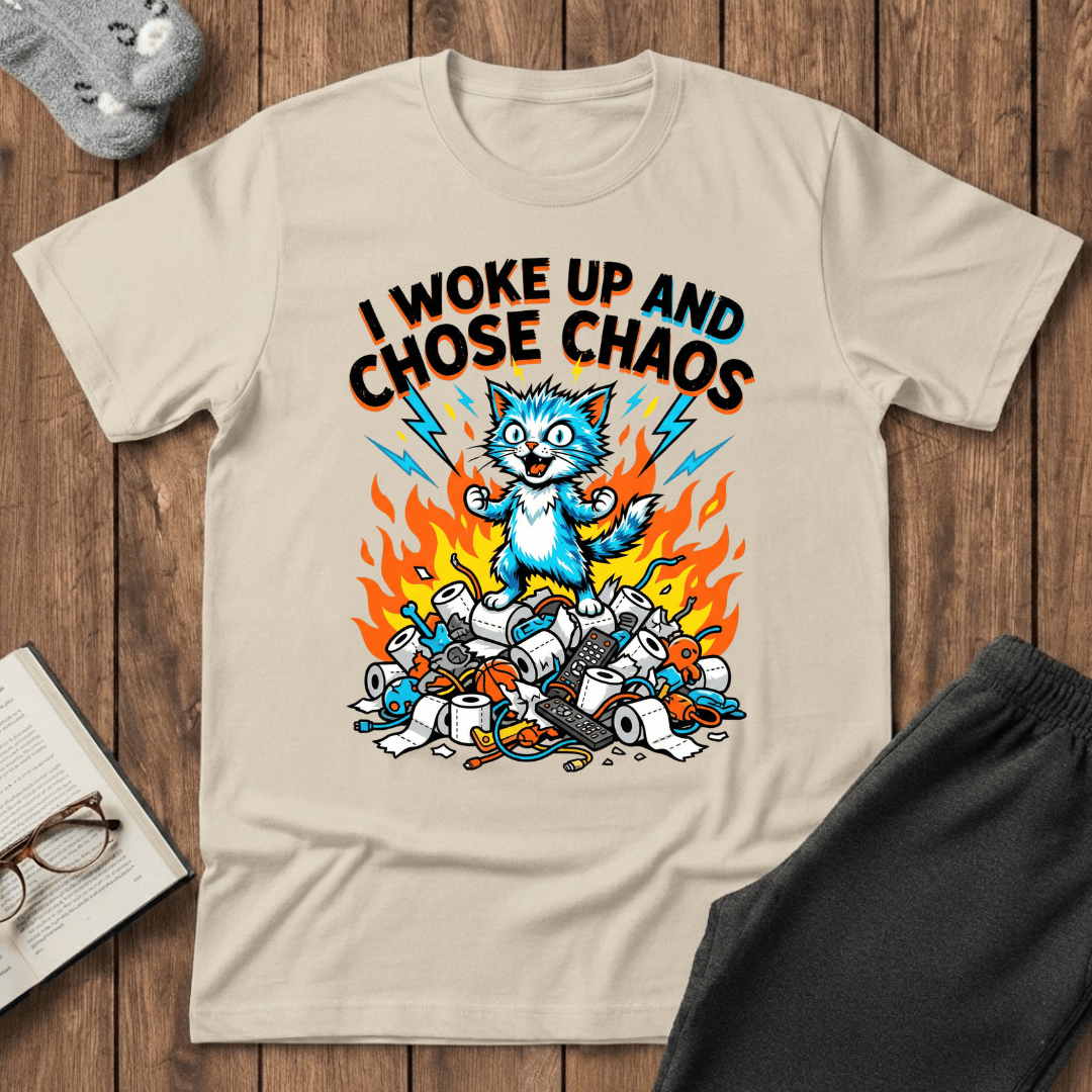 “Woke Up And Chose Chaos” Cat T-shirt