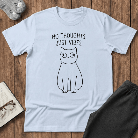 "No Thoughts, Just Vibes" Cat T-shirt