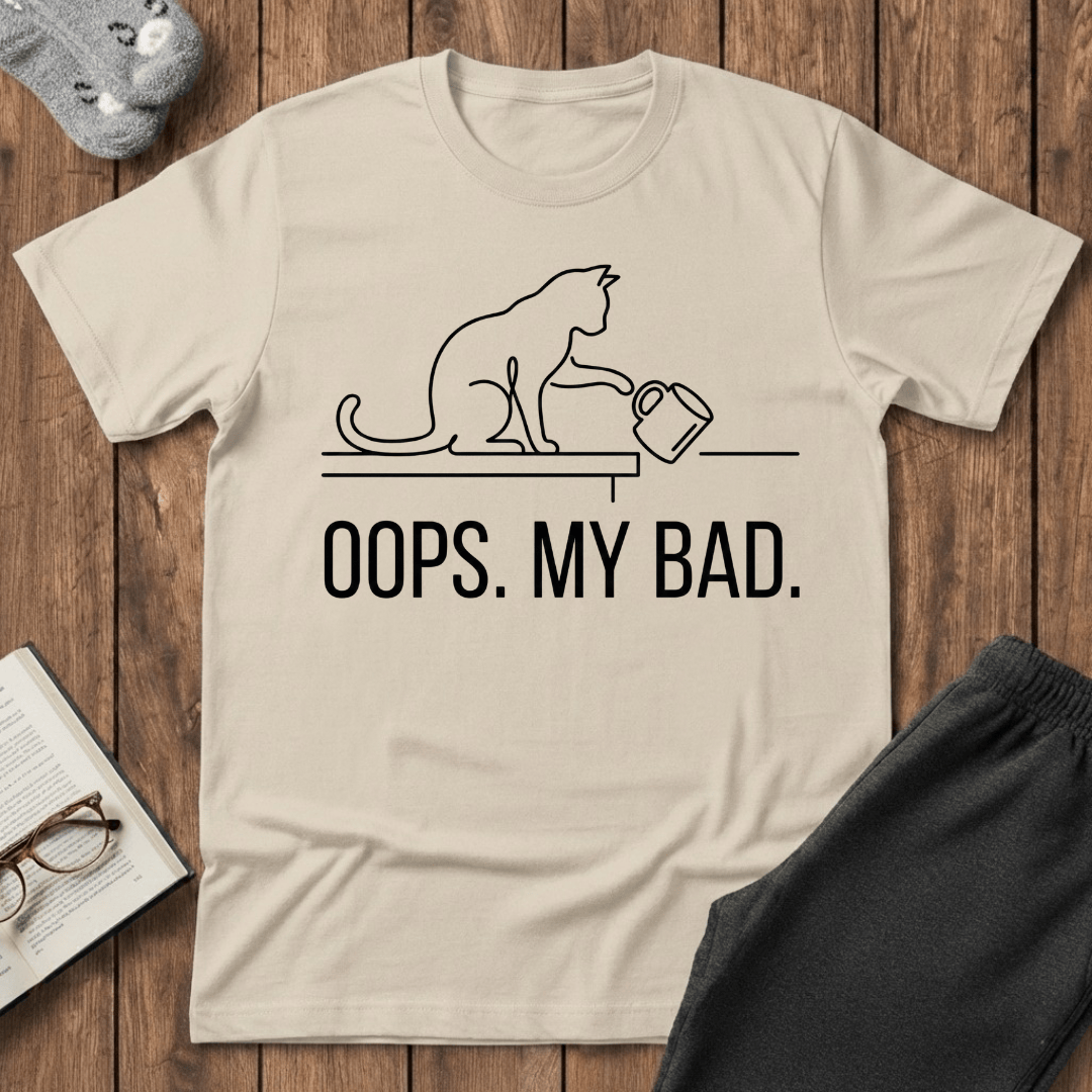 "Oops. My Bad." Sarcastic Cat T-shirt